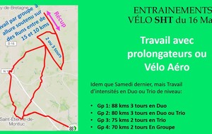 Entrainement Vélo du 16 Mars: Travail en duo ou Trio