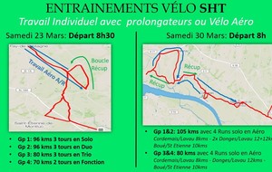 Changement d'horaires pour les 2 prochains entraînements vélo du 23 et 30 Mars !!!